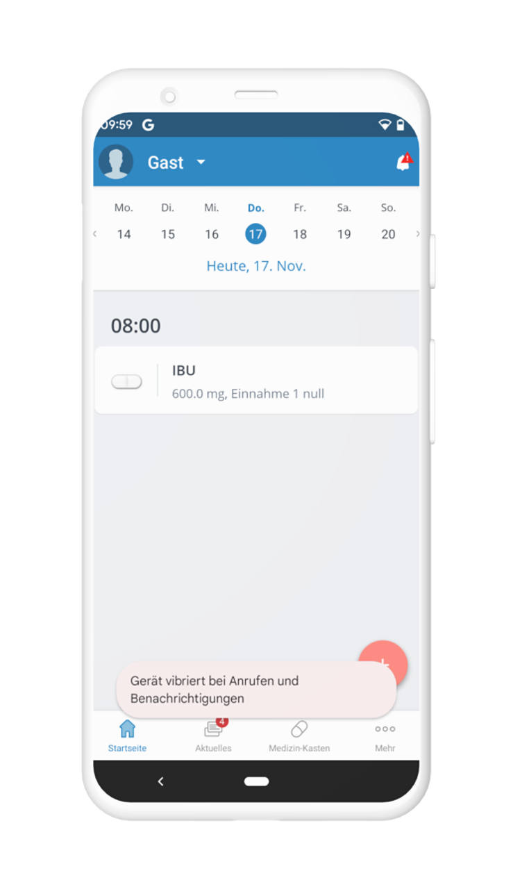 MediSafe App-Screenshot - IBU Erinnerung