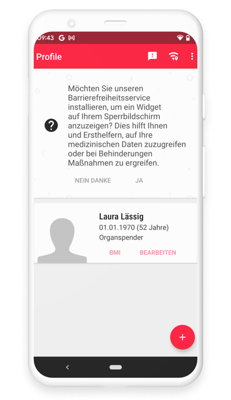 Beispiel-Profil in der Handy-App Notfall-ID