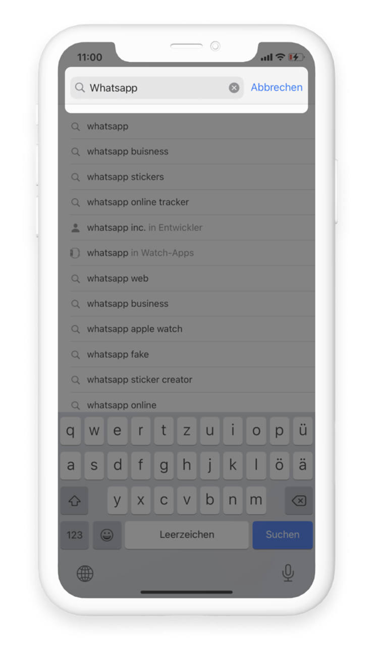 Der Messenger WhatsApp kann im Appstore ausgewählt werden
