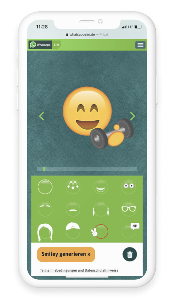 Anwendungs-Anleitung und Beispiel des WhatsApp SIM Smiley-Creator, um eigene Emojis zu erstellen