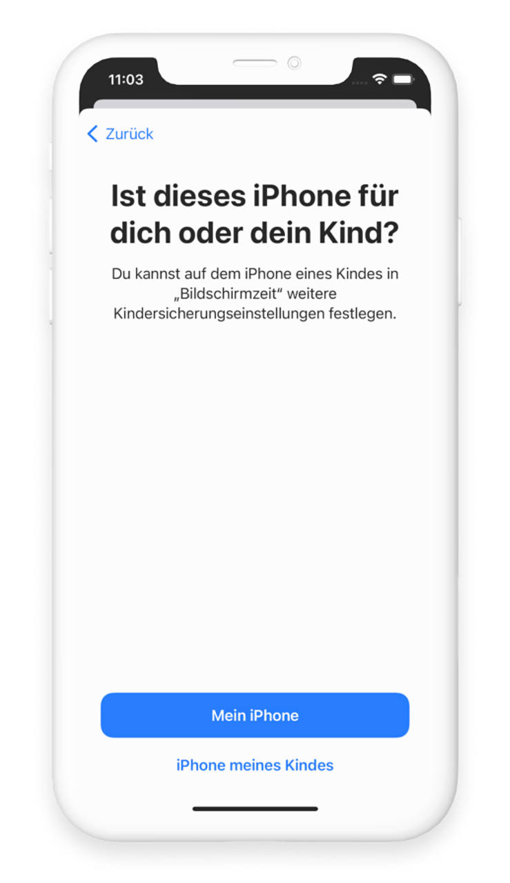 Screenshot der iOS-Einstellungen für die Kinderbetreuung auf einem iPhone