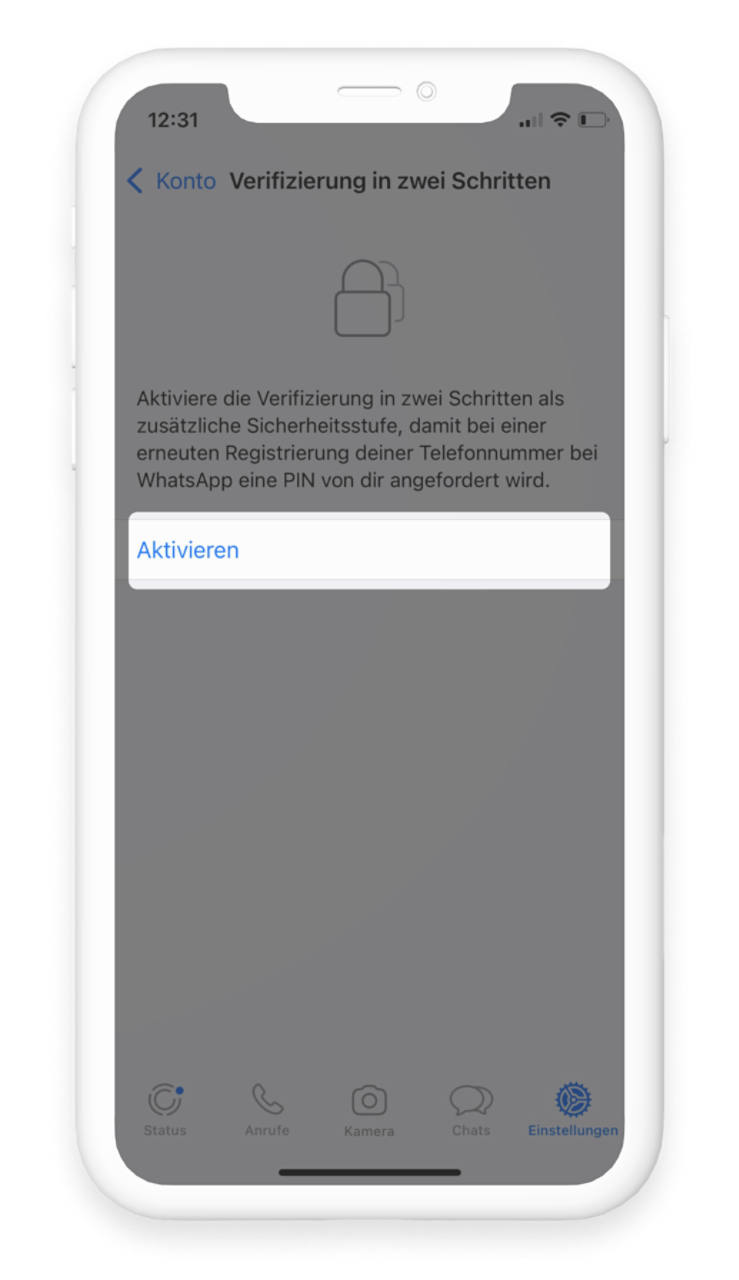 Bei der Bildschirmsperre für WhatsApp muss ein neues Passwort in das Eingabefeld eingegeben werden.